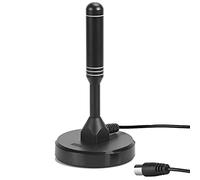 August DTA240B Antena TV Interior Potente TDT HD, Alta Ganancia, Magnética | Antena digital DVB-T/T2 portátil con base magnética y cable de 2 m para TV, receptor TDT, coche, caravana y camping, Negro