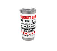 August Girl Funny Judge Me Please Understand IDGAF Women Fun Vaso térmico de acero inoxidable de doble pared