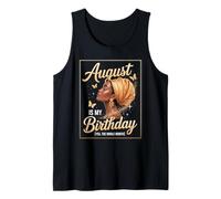 August Is My Birthday Afro Queen Mariposas Mamá Mujeres Hombres Camiseta sin Mangas