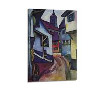 August Macke Painter Works (Calle con iglesia en Kandern) pósteres artísticos impresos para pared, lienzo, decoración del hogar, 40 x 60 cm
