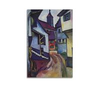 August Macke Painter Works (Calle con iglesia en Kandern) pósteres artísticos, lienzo para pared, pintura para pared, obras de arte modernas para el hogar, 30 x 45 cm