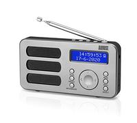 August MB225 Radio Portátil con Dab+/Dab/FM RDS, 40 Presets Radio, Digital Estéreo/Mono con Temporizador de Espera, Doble Alarma Snooze y Batería Recargable, Conexión de Audio fácil(Plata)