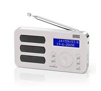 August MB225 Radio Portátil con Dab+/Dab/FM RDS, 40 Presets Radio, Digital Estéreo/Mono con Temporizador de Espera, Doble Alarma Snooze y Batería Recargable, Conexión de Audio fácil(Blanco)