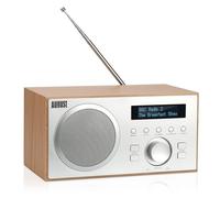 August MB420 Radio Dab+/FM Digital con Bluetooth, Alarma Dual - Roble | Radio despertador DAB+ con RDS, 60 presintonías, altavoz Hi-Fi 5W, temporizador sueño, repetición, USB y AUX para hogar