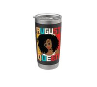 August Queen Black Girl Magic Melanin Queens Mujeres Fun Sista Vaso térmico de acero inoxidable de doble pared