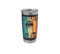 August Queen Black Girl Magic Melanin Queens Mujeres Fun Sista Vaso térmico de acero inoxidable de doble pared