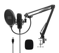 August REC100 Microfono Streaming con Brazo USB Condensador Unidirectional, Kit Micro Estudio Grabacion Cardioide para Ordenador PC Mac Videoconferencia Podcast Gaming - Arañas y Protector Pop