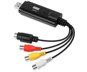 August VGB100 Capturadora de Video y Audio USB 2.0, Transferencia VHS a DVD Digital Convertidor VCR Grabber Grabadora Digitalizadora para Windows 11,10, 8, 7, Vista, XP