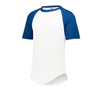 Augusta Sportswear Camiseta de béisbol de Manga Corta para Hombre, Blanco/Azul Real, 3XL