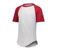 Augusta Sportswear Manga Corta Jersey de béisbol, Hombre, 423, Athletic Heather/Red, Small