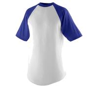 Augusta Sportswear Short Sleeve Baseball Jersey Camiseta de béisbol de Manga Corta, Hombre, Blanco/Púrpura, XL