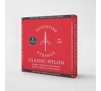 Augustine Classic Nylon - Rouge - 3x - Juego de 6 cuerdas/Cuerdas bajas chapadas en plata - tensión normal
