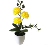 AugustknowU Arreglo de crisantemo artificial con tres flores detalladas para uso en interiores sin agua ni luz solar (amarillo)