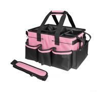 AugustknowU Bolsa de transporte de suministros de limpieza con tablero de soporte integrado y tela impermeable con refuerzo de PVC para uso a largo plazo (rosa)