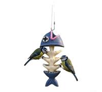 AugustknowU Comedero para pájaros diseñado con espina de pescado con acabado de casco pirata, configuración escalonada que ofrece un amplio espacio para tetas azules, gallinas y pájaros similares