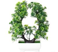 AugustknowU Decoración de árbol bonsái de seda con flor de ciruelo para espacios interiores, incluyendo sala de estar, dormitorio, estante de escritorio y espacio de trabajo de oficina (verde)
