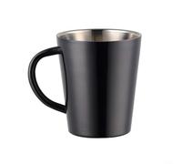 AugustknowU Doble pared de acero inoxidable de 300 ml para beber taza para café, té y leche con capa no conductora para mantener la temperatura del líquido (negro)
