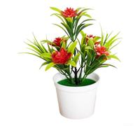 AugustknowU Flor falsa de loto de plástico con 5 flores realistas en maceta para decoración de interiores, hogar, oficina, estante de mesa (rojo brillante)