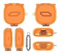 AugustknowU Funda moldeada de precisión para auriculares inalámbricos SHOKZ Open Fit 2+ y T921 con cubierta antipolvo integrada para controles (naranja transparente)
