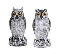 AugustknowU Juego de 2 estatuas de búho para exteriores, diseño realista para decoración de jardín, patio, césped, estanque, paisaje, acento, plástico estable UV