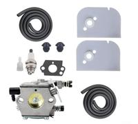 AugustknowU Kit de carburador de repuesto para motosierra 009 010, incluye bujía, 2 filtros de aire, 2 tapones, 2 tubos de combustible, filtro de aceite y junta