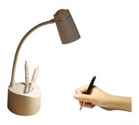 AugustknowU Lámpara de mesa regulable al atardecer con 3 opciones de brillo, control táctil, diseño recargable, luz de panel suave y práctico soporte para teléfono para configuración de escritorio