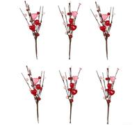 AugustknowU Ramitas de espuma de bayas con diseño de corazón para marcadores de pasillo de boda, portavelas y adornos de marco de espejo (juego de 6)