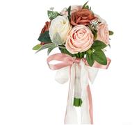 AugustknowU Ramo de rosas de seda atado a mano para novias que buscan un aspecto atemporal durante la boda para fotografía, cenas de ensayo y renovaciones de votos(5954)