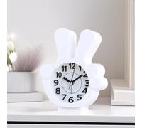 AugustknowU Reloj despertador con dedo humano estético salto segundo movimiento y pantalla dual clara para zonas de estudio y sueño (blanco)