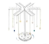 AugustknowU Soporte giratorio de metal y acrílico con estante de varios niveles, organizador de joyas para exhibir collares de almacenamiento (2)