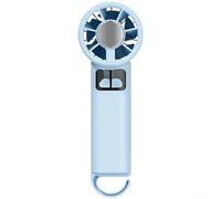 AugustknowU Ventilador portátil a escala mini con refrigeración por compresión de hielo y flujo de aire turbo de 5 velocidades para uso en interiores y exteriores (azul claro)