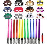 Augweyang El juego de suministros de decoración de fiesta de estrellas incluye 12 máscaras de fieltro de fiesta, 12 espadas inflables de sable de luz para bolsas de regalo, relleno de calcetines