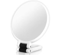 AUHLYZR Espejo de aumento 40x con asa, doble cara de aumento 40X/1x, fácil de transportar, plegable para maquillaje, belleza de precisión (blanco)
