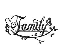 AUHOKY Letrero de metal con texto en inglés Family Where Life Begins Love Never Ends para decoración de pared de metal, decoración del hogar, letras con citas para sala de estar, dormitorio, cocina,