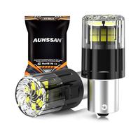 AUHSSAN P21W 1156 BA15S Bombilla LED, Blanco 6000K 6.5W 12V-24V DC9-32V Súper Brillante para Luz Marcha Atrás, Bombilla de Señal de Giro, Luces de Aparcamiento, Luz de Cola/Freno (2 Piezas)