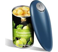 AUIFFER Abrelatas eléctrico, abridor automático de tapas de 360°, bordes lisos, para casi cualquier lata redonda, ABS y acero inoxidable, color negro