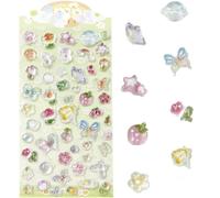 Auiremrti 3D adhesivos lindos, dibujos animados de mariposas, flores, frutas verdes, adhesivos puff, mini puffy, reutilizables, para álbumes de recortes, planificadores, diarios, laptops, fundas de