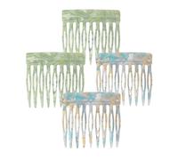 Auiremrti Peinetas Para el Cabello, Set de Mini Horquillas de 4 Piezas, Peines Laterales Franceses de Acetato de Celulosa, Diseño Vintage, Azul Verdoso, Ideal Para Todo Tipo de Cabello