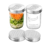 Auiremrti Tapa de trituradora redonda de Mason Jar Lid-2 piezas 86 mm para frascos de boca ancha, accesorio de rallador de acero inoxidable para jarros Mason, tapa de rosca para queso, verduras y más