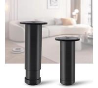 AUJLKJOUV 2 Piezas Patas de Recambio Redondas Pies Material Metálico para Mueble de TV, sofá, Negro, Armario, para mesita de Noche, Escritorio y Muebles de Bricolaje