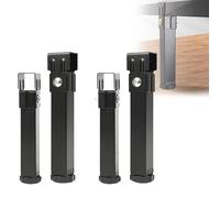 AUJLKJOUV 4 Piezas Patas Ajustables para Muebles Negro Somier Adecuado para Camas Pies de Soporte con Tornillos，Accesorios de Montaje (18cm(7in),Negro,3x3cm)