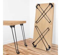 AUJLKJOUV Juego de 4 Patas de Horquilla Negro Pies de Mesa Plegables Resistentes y fáciles de Instalar para DIY Muebles de Café,Mesa de Ordenador portátil