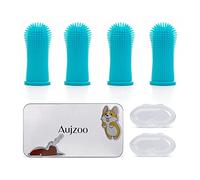 Aujzoo Juego de cepillos de dientes para perros, cepillo de dientes para limpieza de dientes de mascotas de 360º para perros, gatos, cuidado dental, cepillo de dientes de silicona, paquete de 4