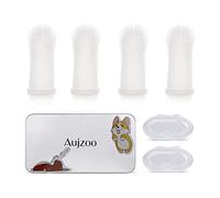 Aujzoo Juego de cepillos de dientes para perros, cepillo de dientes para limpieza de dientes de mascotas de 360º para perros, gatos, cuidado dental, cepillo de dientes de silicona, paquete de 4