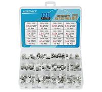 AUKENIEN 12 Valores 120 Piezas Fusibles Cristal Vidrio de Soplado Lento T 0,5A 1A 1,25A 1,6A 2A 2,5A 3,15A 4A 5A 6,3A 8A 10A 250V 5x20 mm 0,2x0,78pulgadas Cajas de Fusible Tubos de Retardo de Tiempo