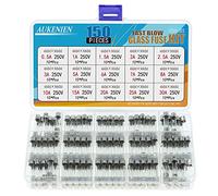 AUKENIEN 15 Valores 150 Piezas 6X30MM 250V Fusibles Cristal 0,5A 1A 1,5A 2A 2,5A 3A 5A 6A 7A 8A 10A 15A 20A 25A 30A de Tubo de Vidrio de Fusión Rápida Surtido Soplo Soplado Rápido Kit Fusible