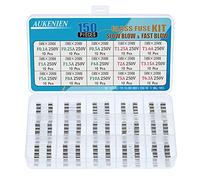 AUKENIEN 150 Piezas Fusibles Cristal Vidrio 9 Valores Fusión Rápida F 0,1A 0,25A 0,5A 1A 1,5A 4A 5A 8A 10A 6 Valores Soplado Lento T 1,25A 1,6A 2A 3,15A 5A 6,3A 5x20mm 0,2x0,78pulgadas Fusible Tubos