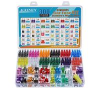 AUKENIEN 33 Valores 300 Piezas Fusibles Coche Kit 2A 3A 5A 7.5A 10A 15A 20A 25A 30A 35A 40A Mediano Mini Micro Fusible Automovil 12V Car Fuses y 1 Pieza Extractor de Fusibles