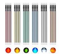 AUKENIEN 60 Piezas 3MM 12V Diodos LED Luces Pre Cableado Transparentes 6 Colores DC 12 Voltios LED Diodo Redondo Lámpara Precableado Blanco Rojo Amarillo Verde Azul Naranja con Resistencia y Wire