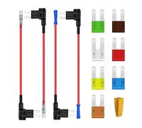 AUKENIEN Micro2 Portafusibles 12V Fusibles Coche Robacorrientes Adaptador Porta Fusible Add A Circuito con Hilo Inline Portafusible con 5A 7,5A 10A 15A 20A 25A 30A Fuse Micro 2